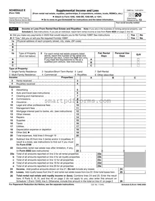 Blank IRS Schedule E 1040 PDF Template
