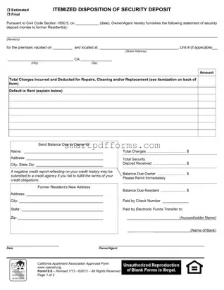 Blank Itemized Disposition PDF Template