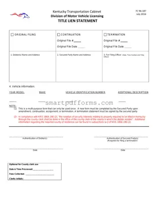 Blank Kentucky Tc 96 187 PDF Template