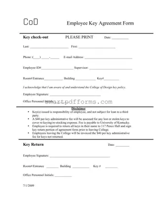 Blank Key Agreement PDF Template