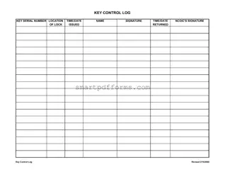 Blank Key Control Log PDF Template
