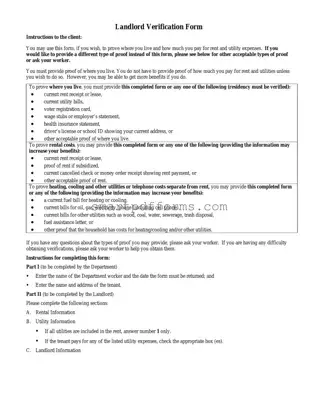 Blank Landlord Verification PDF Template