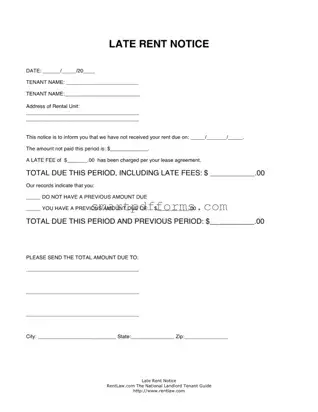 Blank Late Rent Letter PDF Template