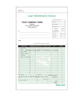 Blank Lawn Maintenance Invoice PDF Template