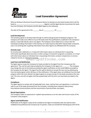 Blank Lead Generation Agreement PDF Template