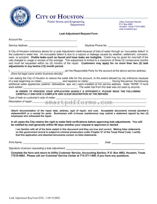 Blank Leak Adjustment PDF Template