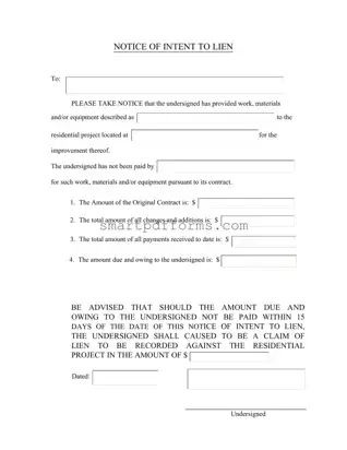 Blank Letter Of Lien PDF Template