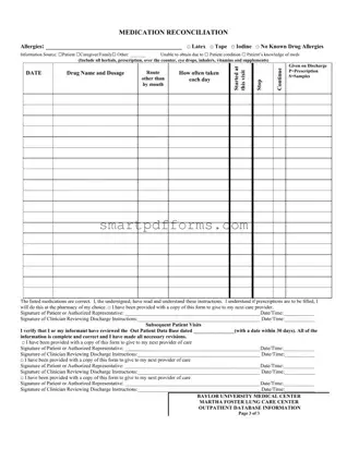 Blank Med Rec And Schedule PDF Template