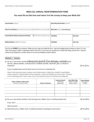 Blank Medi Cal Redetermination PDF Template