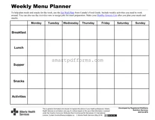 Blank Menu PDF Template