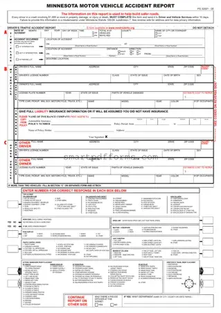 Blank Minnesota Accident Report PDF Template