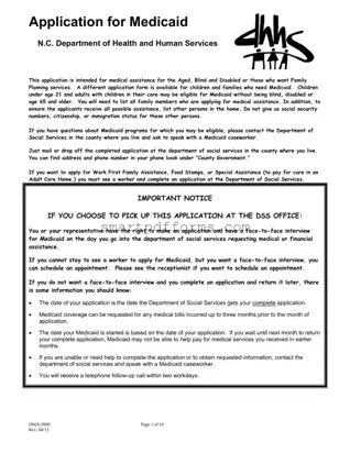 Blank Nc Application Medicaid PDF Template