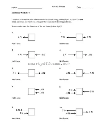 Blank Net Force Worksheet PDF Template
