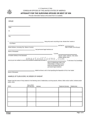 Blank Next Of Kin PDF Template