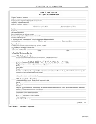 Blank Nfpa Completion Record PDF Template