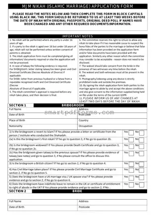 Blank Nikah Islamic Marriage Certificate PDF Template
