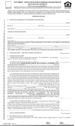 Blank Njar Real Estate Contract PDF Template