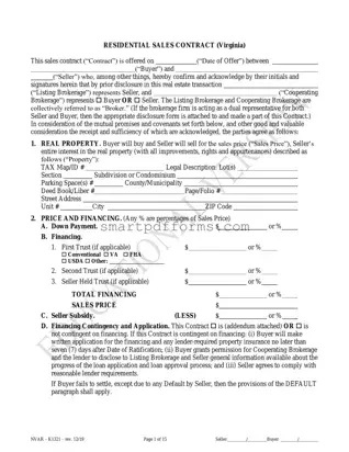 Blank No Broker Residential Sales Virginia PDF Template