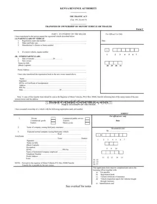 Blank Ntsa Motor Vehicle Transfer PDF Template