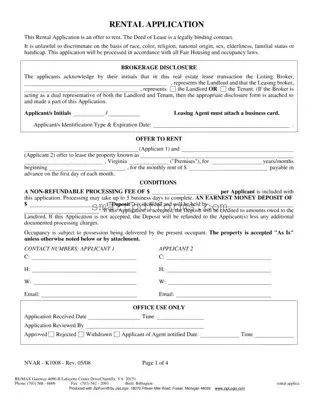 Blank Nvar Rental Application PDF Template