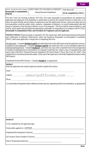 Blank Nycha Employment Application PDF Template