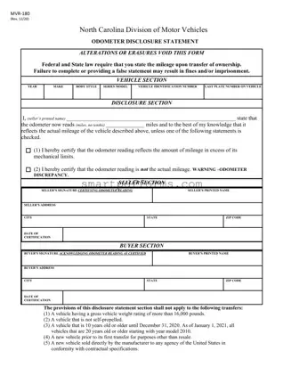 Blank Odometer Statement Mvr 180 PDF Template