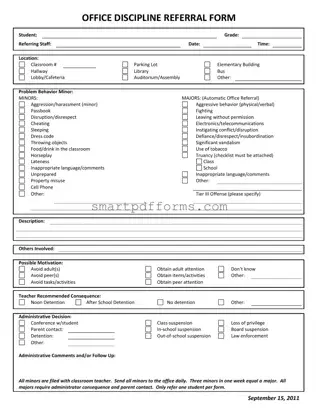 Blank Office Discipline Referral PDF Template