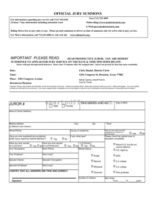 Blank Official Jury Summons PDF Template