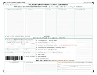 Blank Oklahoma Quarterly Contribution Report PDF Template