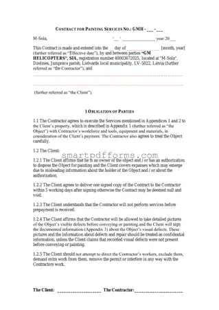 Blank Paint Contract PDF Template