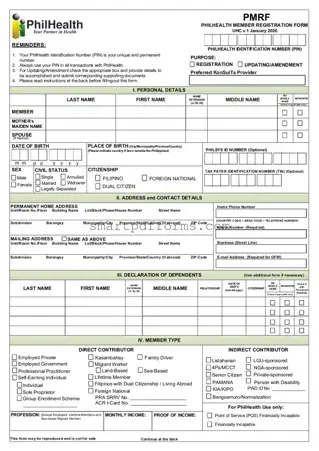 Blank Philhealth Registration PDF Template