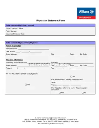 Blank Physician Statement PDF Template