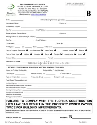 Blank Plantation Building Permit PDF Template