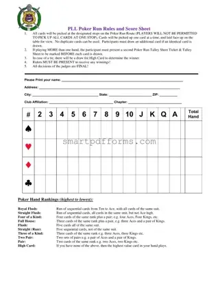 Blank Pll Poker Run Rules PDF Template