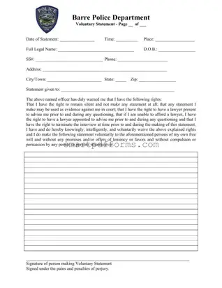 Blank Police Statement PDF Template