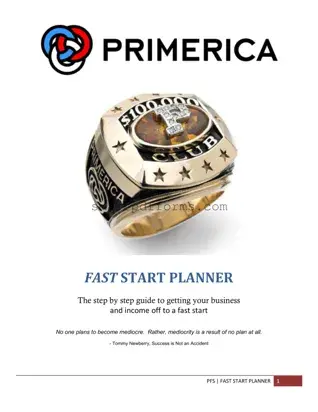 Blank Primerica Fast Start Planner PDF Template