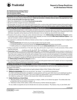 Blank Prudential Change Beneficiary PDF Template