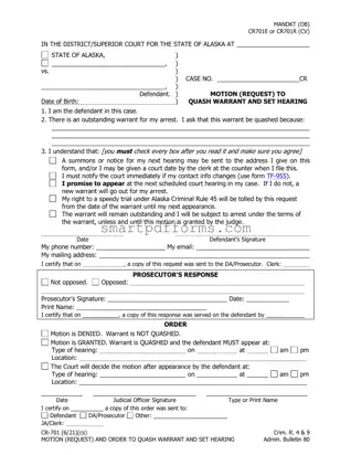 Blank Quash Warrant Request PDF Template