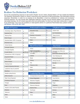 Blank Real Estate Tax Deduction PDF Template