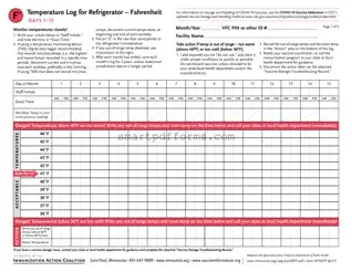 Blank Refrigerator Temperature Log PDF Template