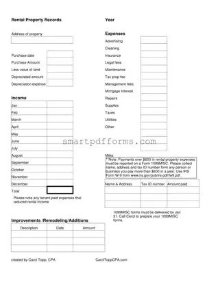 Blank Rental Property Expenses PDF Template