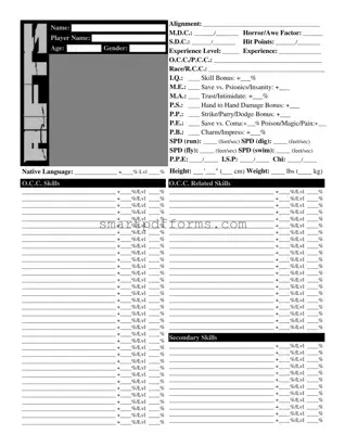Blank Rifts Sheet PDF Template