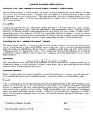 Blank Root Canal Consent PDF Template