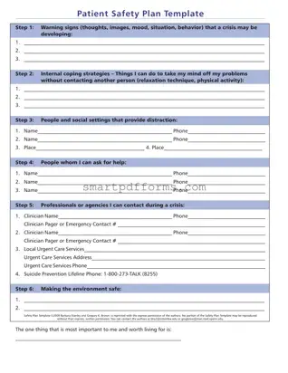 Blank Safety Plan PDF Template