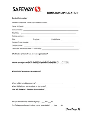 Blank Safeway Donation Request PDF Template