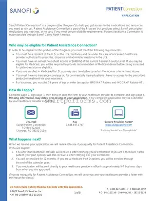 Blank Sanofi Patient Assistance PDF Template
