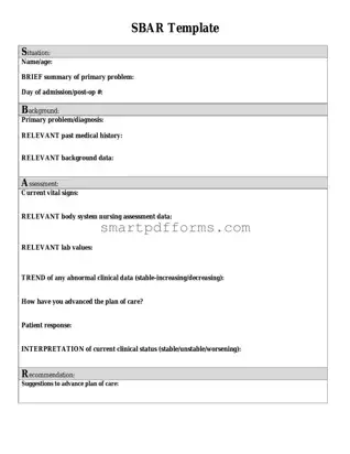 Blank Sbar PDF Template