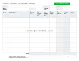Blank Schedule Values PDF Template