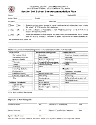 Blank School 504 PDF Template