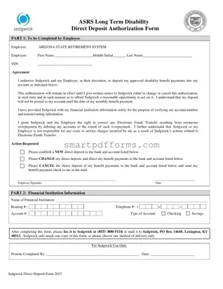 Blank Sedgwick Direct Deposit PDF Template